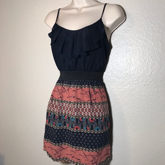 Forever 21 dress navy & print dress - Picture 2 of 6